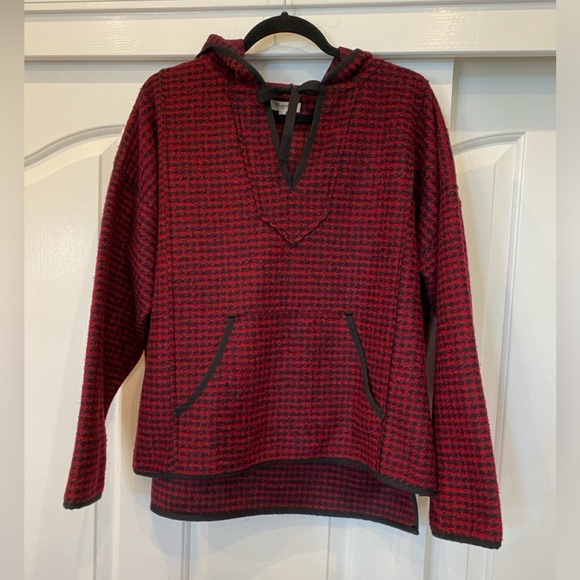 Madewell Red Black Brushed Houndstooth Hoodie size L - Picture 4 of 10